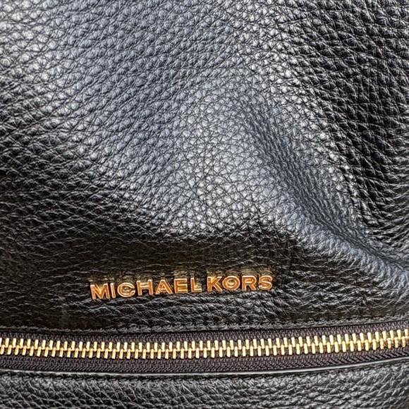 Michael Kors Black Pebbled Leather Backpack with Gold Hardware main image 9